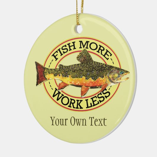 Humoureuze forel vliegen keramisch ornament (Links)