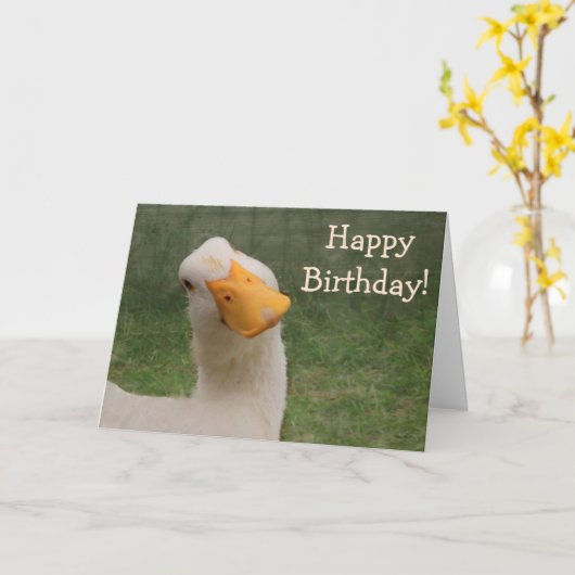 Humoureuze gans Birthday Kaart (Gele Bloem)
