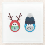 Humoureuze gemaskeerde feestdag rendiertje en oy! glazen onderzetter<br><div class="desc">Laat iedereen deze vakantie glimlachen met deze schattige kerst en Hanukkah de gemaskerde personages. . Deel van een collectie van Parcel Studios.</div>
