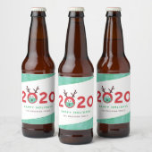 Humoureuze gemaskeerde rendiervakantie 2020 bier etiket (Flessen)
