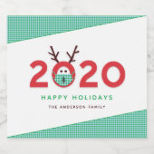 Humoureuze gemaskeerde rendiervakantie 2020 bier etiket (Enkel label)