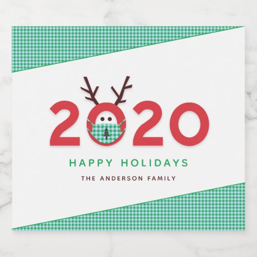 Humoureuze gemaskeerde rendiervakantie 2020 bier etiket (Enkel label)