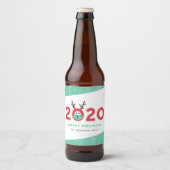 Humoureuze gemaskeerde rendiervakantie 2020 bier etiket (Voorkant)