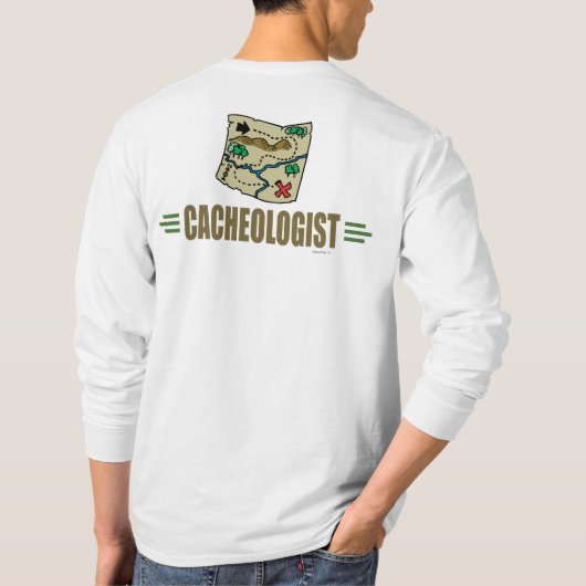 Humoureuze geocaching t-shirt (Achterkant)