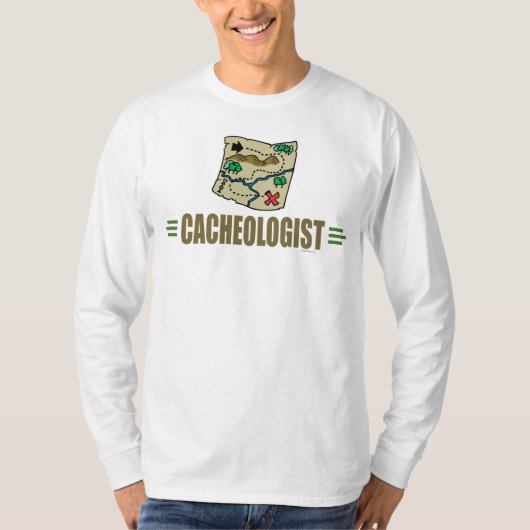 Humoureuze geocaching t-shirt (Voorkant)