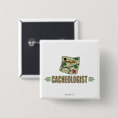 Humoureuze geocaching vierkante button 5,1 cm (Voorkant /achterkant)