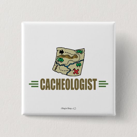 Humoureuze geocaching vierkante button 5,1 cm (Voorkant)