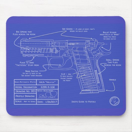 Humoureuze gids voor zuigerstang muismat (Voorkant)