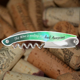 Humoureuze glazen wijn die me Geweldige groen maak Kurkentrekker