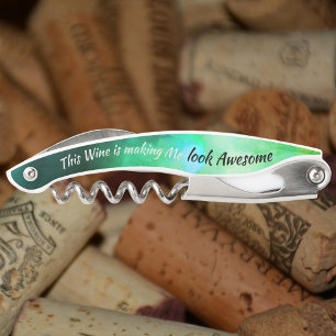 Humoureuze glazen wijn die me Geweldige groen maak Kurkentrekker