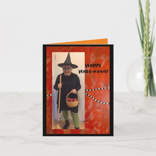 Humoureuze Halloween Witch Folded Wenskaart Kaart (Voorkant)