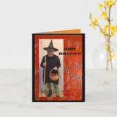 Humoureuze Halloween Witch Folded Wenskaart Kaart (Gele Bloem)