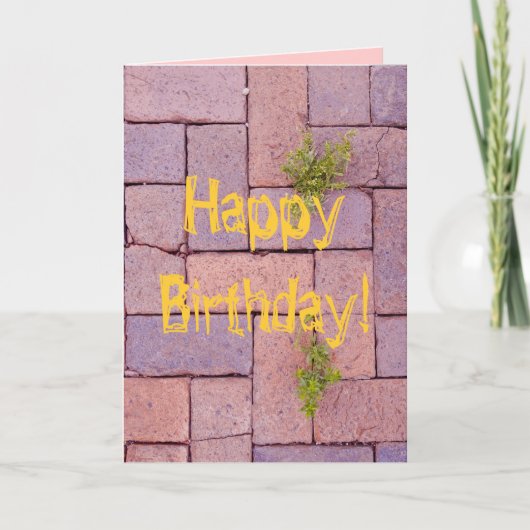 Humoureuze Happy Birthday Weeds Tussen Brick Paver Kaart (Voorkant)