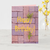 Humoureuze Happy Birthday Weeds Tussen Brick Paver Kaart (Gele Bloem)