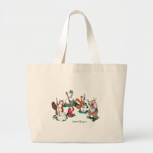 Humoureuze Jammin Banjo Animal Spelers Carry Bag Grote Tote Bag (Voorkant)