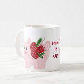 Humoureuze kerstbal met Gezegde Koffiemok (Voorkant links)