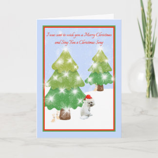 Humoureuze kerstKaart met witte hond Kaart