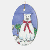Humoureuze kerstversiering keramisch ornament (Links)