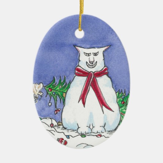 Humoureuze kerstversiering keramisch ornament (Voorkant)