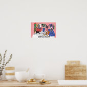 Humoureuze kleurentekening van huiskatten die schi poster (Keuken)