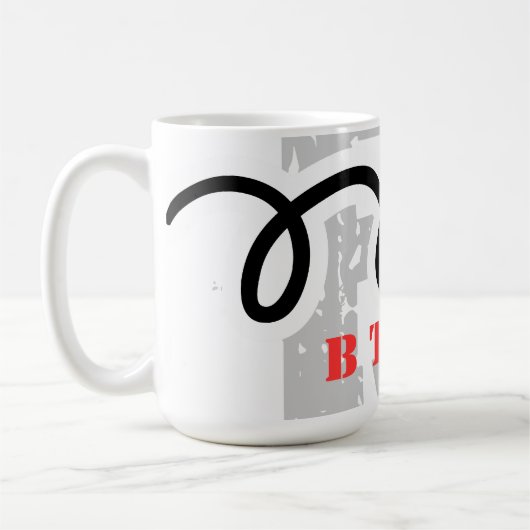 Humoureuze koffie-mok met een grappig grapje koffiemok (Links)