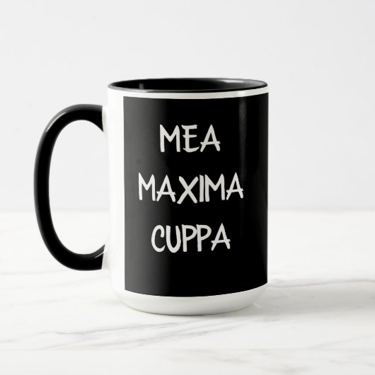 Humoureuze Latijns-katholieke Mea Cuppa Mok (Links)