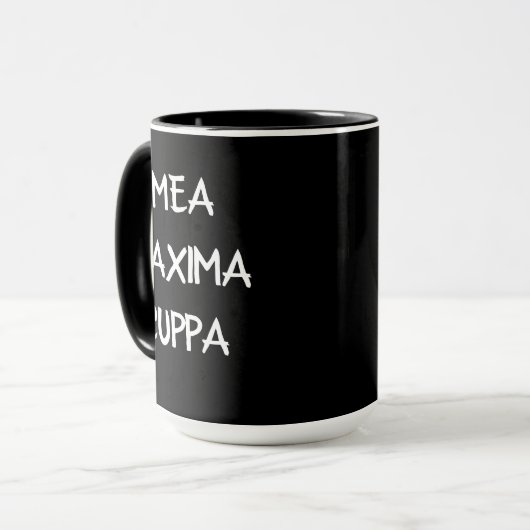 Humoureuze Latijns-katholieke Mea Cuppa Mok (Voorkant links)