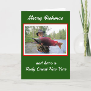 Humoureuze Merry Fishmas Uw Geviste Foto Afbeeldin Kaart