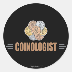 Humoureuze muntcollector ronde sticker