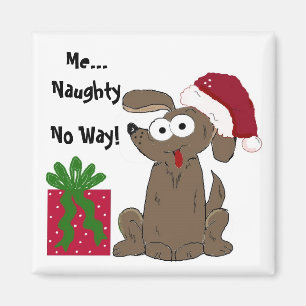 Humoureuze Naughty Dog Kerstmis Cartoon Magneet
