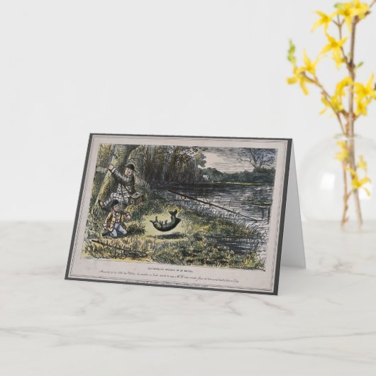 Humoureuze nostalgie kaart - vliegend met zoon (Gele Bloem)