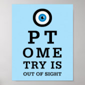 Humoureuze optometrie uit zicht poster (Voorkant)