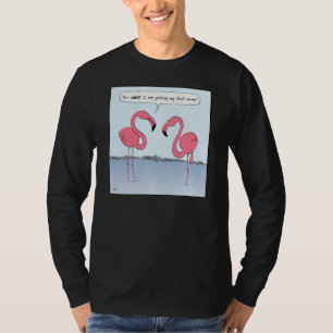 Humoureuze roze Cartoon Flamingos Funny T-shirt