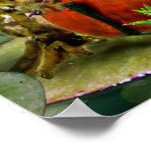 Humoureuze scène kikker met cello in lieviervijver poster (Hoek)