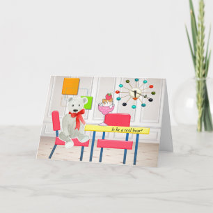 Humoureuze senior Kaart met kat en Beer