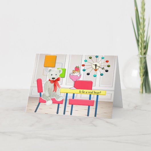 Humoureuze senior Kaart met kat en Beer (Voorkant)