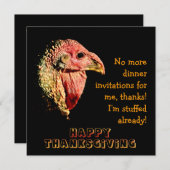 Humoureuze Thanksgiving Dinner Party-uitnodigingen Kaart (Voorkant / Achterkant)
