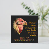 Humoureuze Thanksgiving Dinner Party-uitnodigingen Kaart (Staand voorkant)