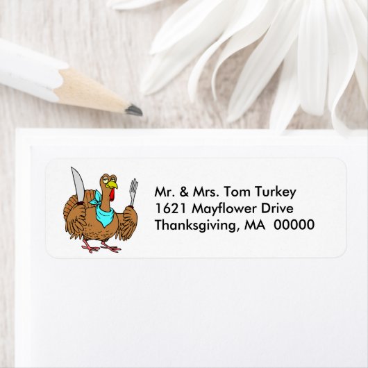 Humoureuze Thanksgiving Return Address Label Stick (Insitu)