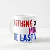 Humoureuze typografie van de laatste minuut procra koffiemok (Voorkant links)