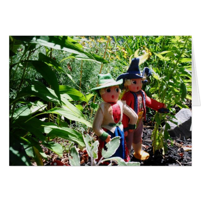 Humoureuze  viltpoppen loopkaart (Voorkant Horizontaal)