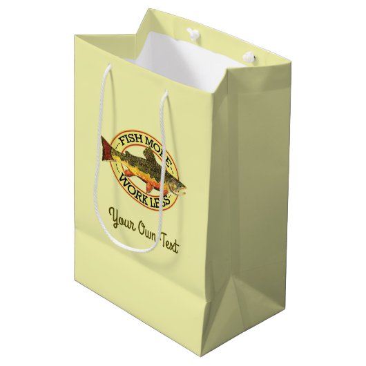 Humoureuze vis meer - minder forel werken Vist Medium Cadeauzakje (Voorkant Gekanteld)