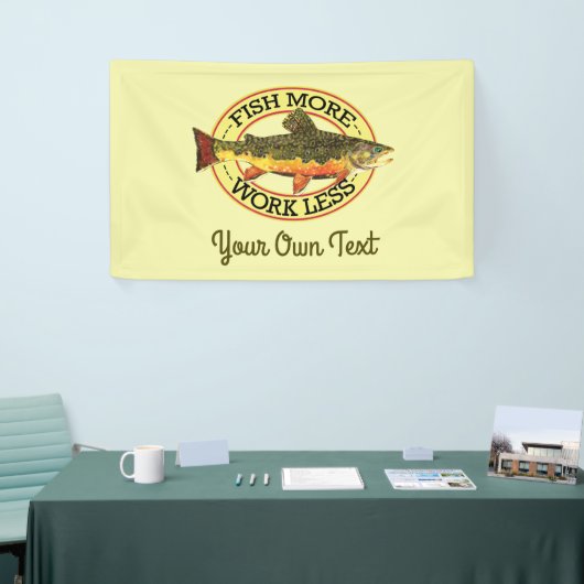 Humoureuze vis meer - minder forel werken Vist Spandoek (Beurs)