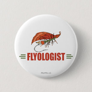 Humoureuze vliegkoppeling, vliegvisserij ronde button 5,7 cm