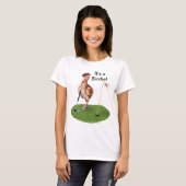 Humoureuze vogel die Golf speelt,  tekst T-shirt (Voorkant volledig)