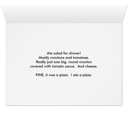 Humoureuze vrouwen en Pizza versus Salad-kaart (Binenzijde Horizontaal (Onderkant))