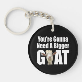 Humoureuze witte geit op zwarte achtergrond sleutelhanger