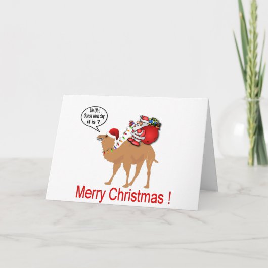 Hump Day Camel Kerstmis met Kerstman Feestdagen Kaart (Voorkant)