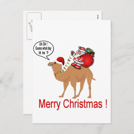 Hump Day Camel Kerstmis met Kerstman Feestdagenkaart (Voorkant / Achterkant)