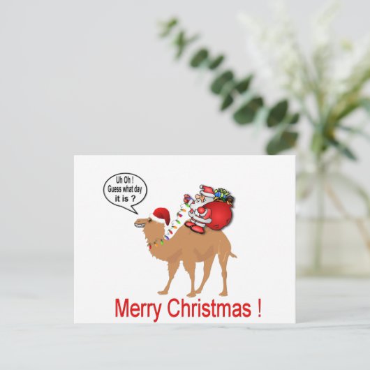 Hump Day Camel Kerstmis met Kerstman Feestdagenkaart (Staand voorkant)